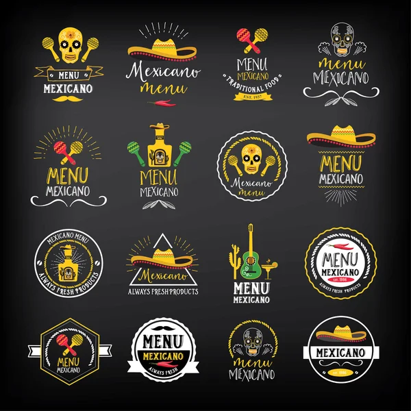 Logo menu meksiko dan desain lencana . - Stok Vektor