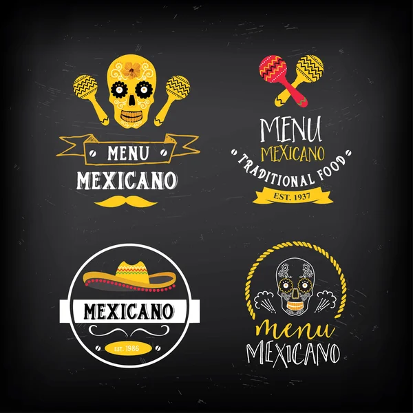 Logo menu meksiko dan desain lencana . - Stok Vektor