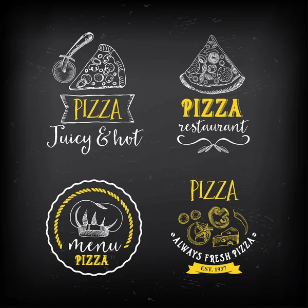 Menù pizza badge ristorante — Vettoriale Stock