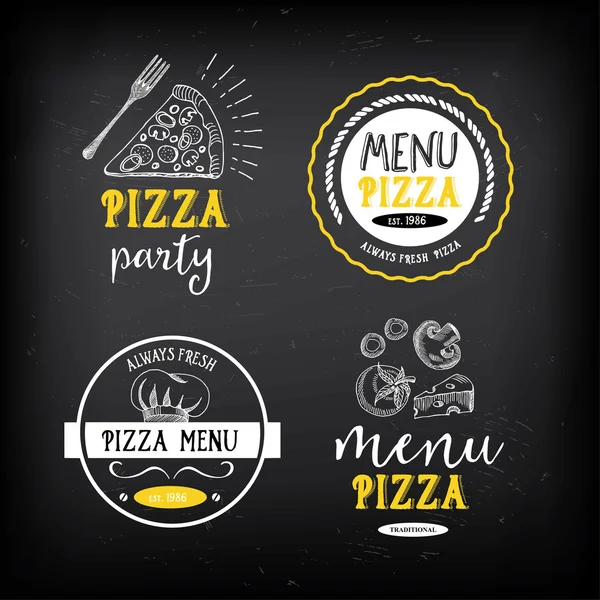 Pizza menu restaurant badges — Stock Vector