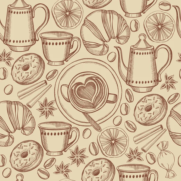 Café motif sans couture — Image vectorielle