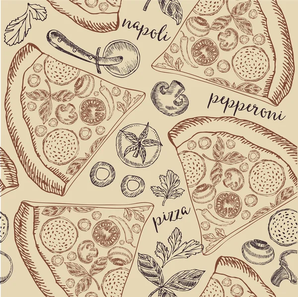 Pizza fond de motif sans couture . — Image vectorielle