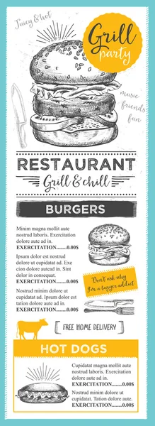 Plantilla de folleto de menú de restaurante — Vector de stock