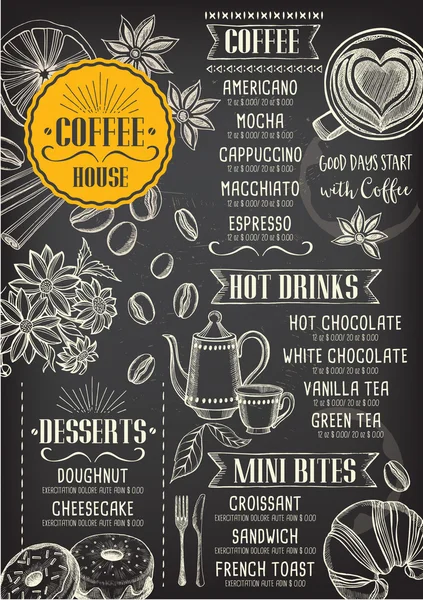 Koffie restaurant brochure — Stockvector