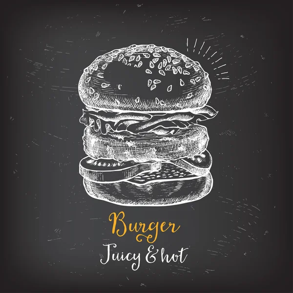 Burger meny restaurang badge — Stock vektor