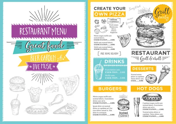 Restaurant café menu — Stockvector