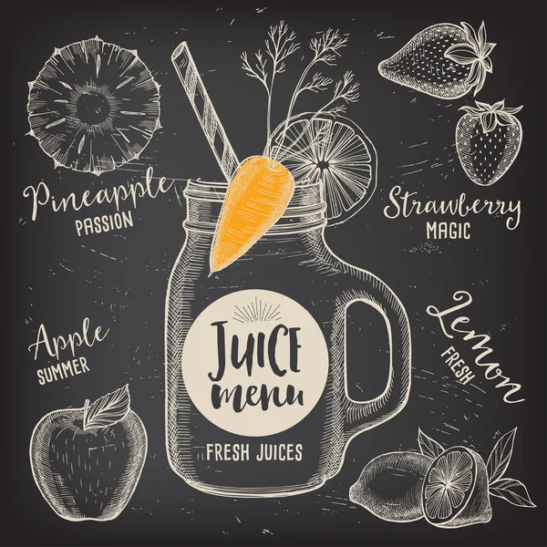 Jugo menú bebida restaurante plantilla — Vector de stock