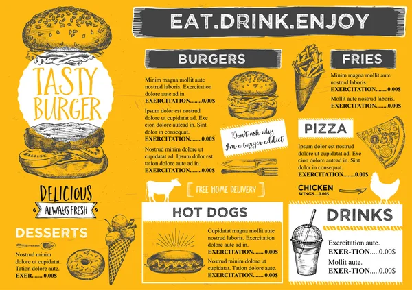 Brochure restaurant d'aliments de viande — Image vectorielle