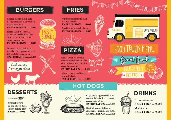 Food camion invitation de fête . — Image vectorielle