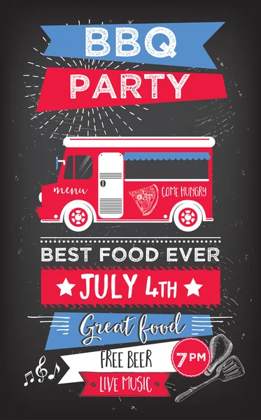 Food camion invitation de fête . — Image vectorielle