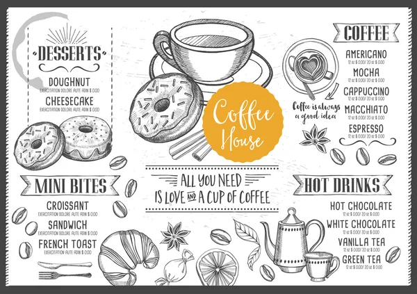 Coffee restaurant cafe menu — Stock Vector