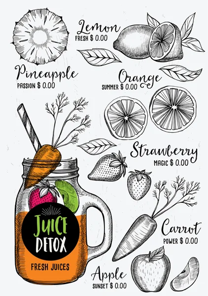 Suco menu bebida restaurante brochura — Vetor de Stock