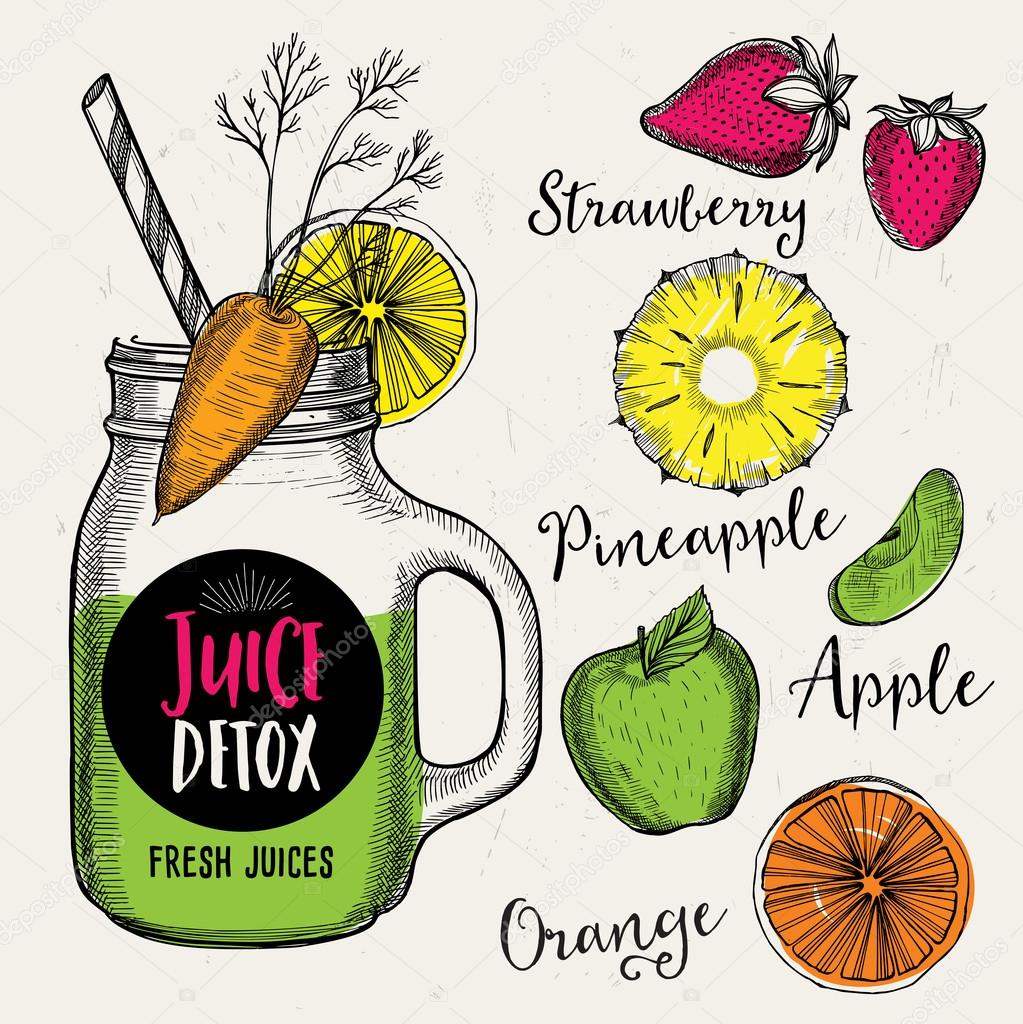 Juice menu placemat drink restaurant brochure, dessert template design. Vintage creative beverage template with hand-drawn graphic. Vector food menu flyer.