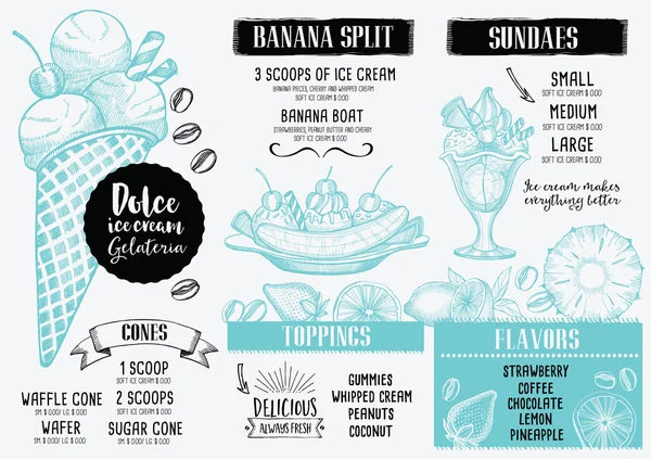 Menu de sorvete —  Vetores de Stock