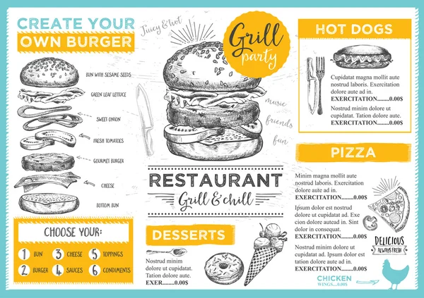 Restauracja café menu, szablon projektu — Wektor stockowy