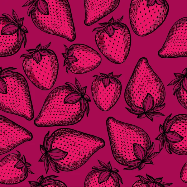 स्ट्रॉबेरी सीमलेस पैटर्न पृष्ठभूमि . — स्टॉक वेक्टर