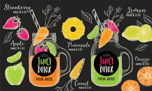 Juice meny placemat – stockvektor