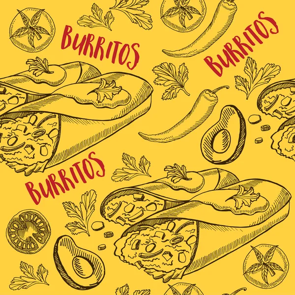 メキシコ料理シームレスパターンの背景. — ストックベクタ