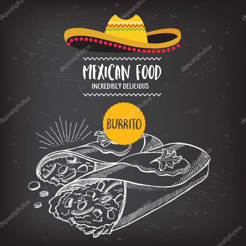 Mexican menu placemat food restaurant, menu template design. Vintage creative dinner brochure with hand-drawn graphic. Vector food menu flyer