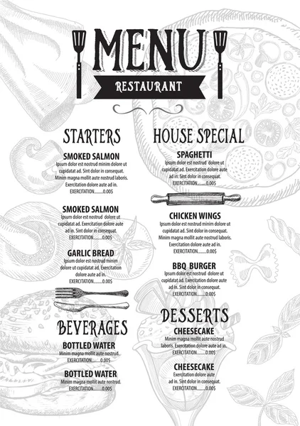 餐厅、 咖啡厅菜单，模板设计 — 图库矢量图片