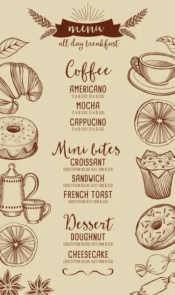 Café restaurant menu café — Image vectorielle