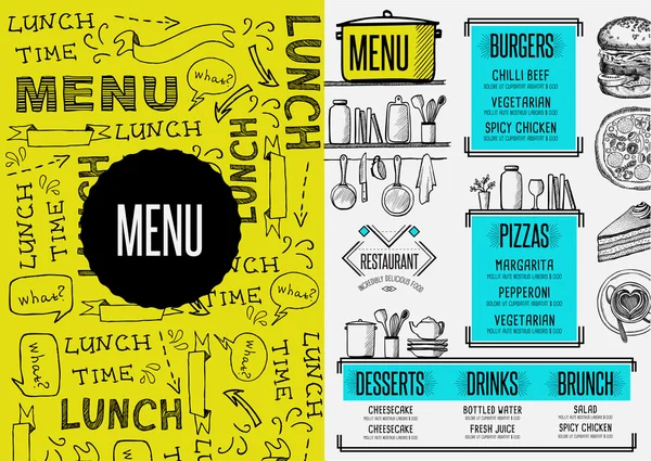 Menu restaurant, food template — Stock Vector