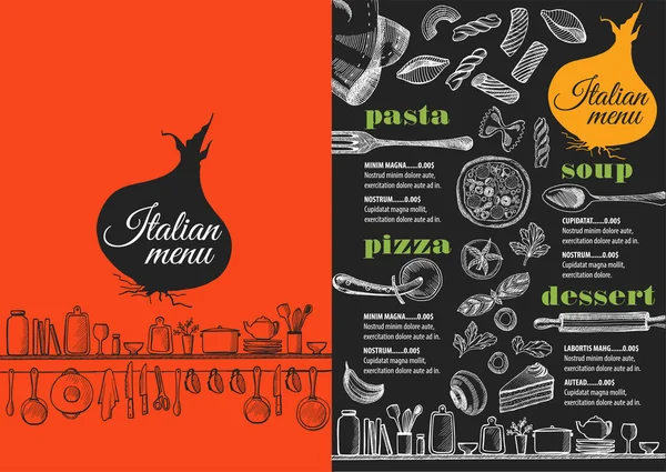 Menu italian restaurant, food template — Stock Vector