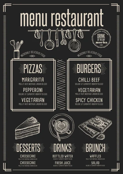 Menu restauracji, jedzenie szablonu — Wektor stockowy