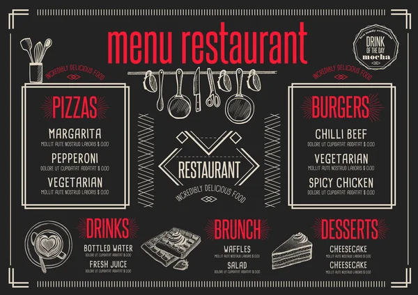 Menu restaurant, eten sjabloon — Stockvector