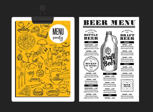 Menu beer restaurant, alcohol template — Stock Vector