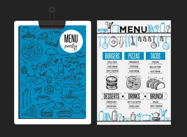 Restaurante menu, modelo de comida — Vetor de Stock