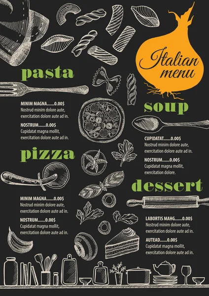 Menu ristorante italiano, modello gastronomico Grafiche Vettoriali