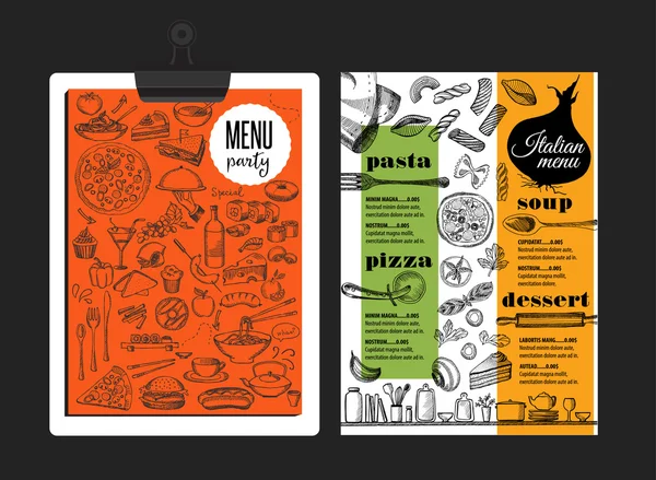 Włoska restauracja menu żywności szablonu Ilustracje Stockowe bez tantiem