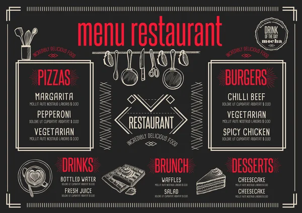 Restaurante menu, modelo de comida Gráficos Vetores