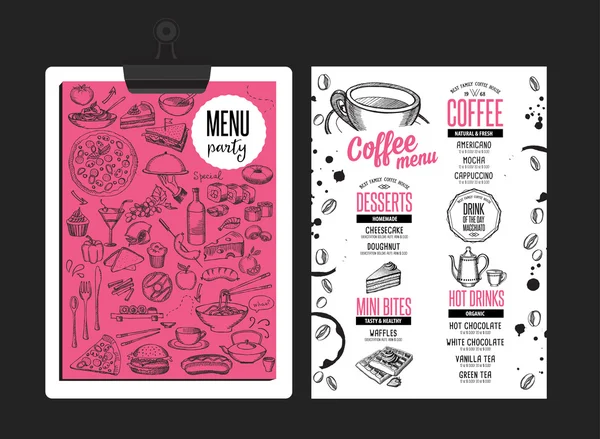 Menu café restaurante, modelo de bebida Ilustrações De Bancos De Imagens Sem Royalties