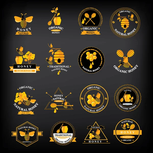 Set de insignias y etiquetas Honey — Vector de stock