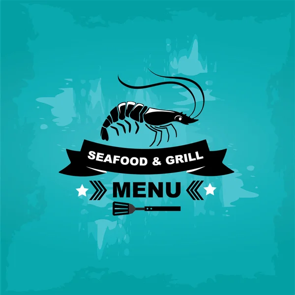 Menu cafe seafood - Stok Vektor