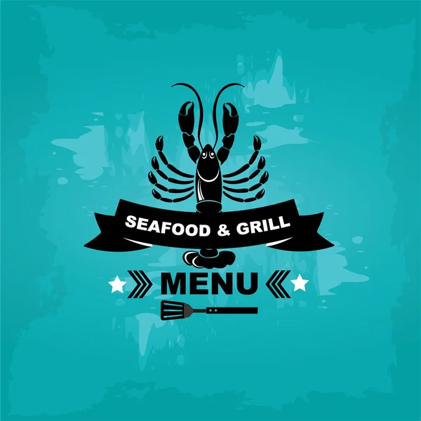 Seafood cafe menu grill — Stock Vector