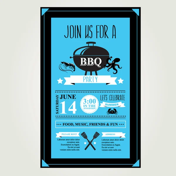 Barbecue party invitation — Stock Vector