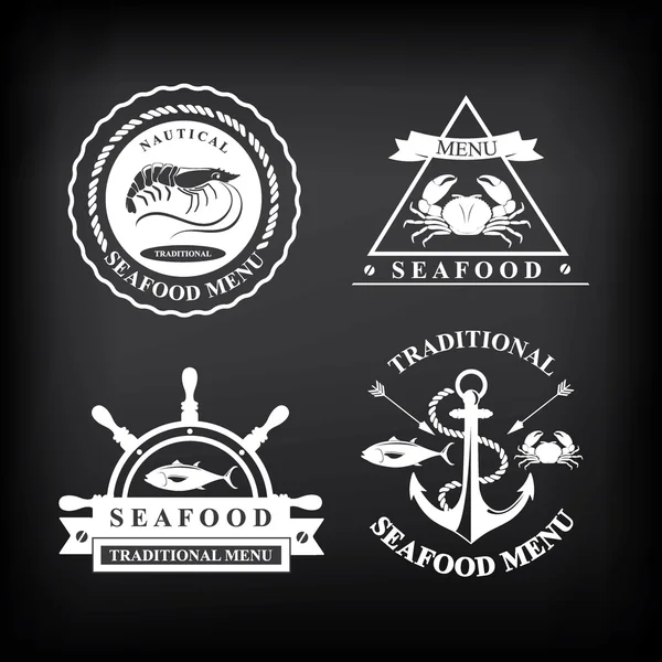 Restaurante conjunto de menu de frutos do mar — Vetor de Stock