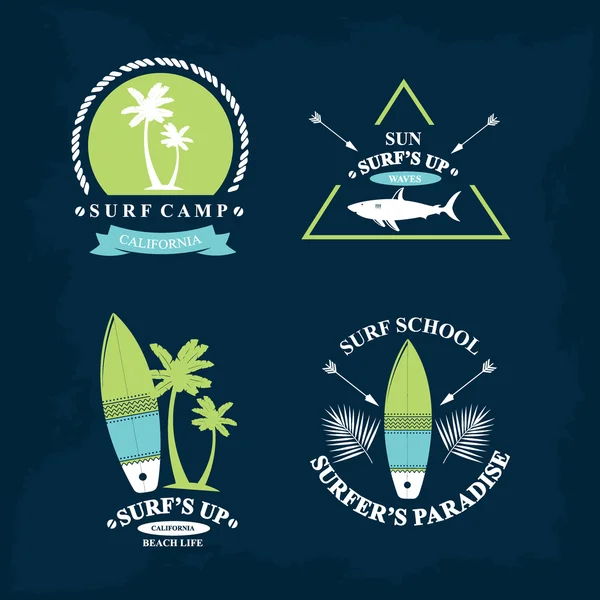 Iconos de surf verano — Vector de stock