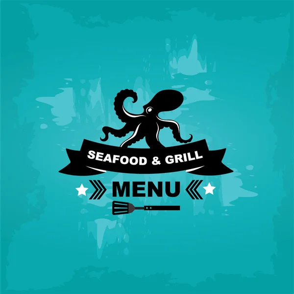 Café de fruits de mer menu grill — Image vectorielle