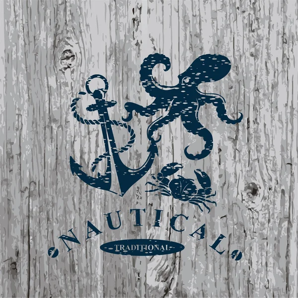 Distintivo marinho náutico — Vetor de Stock