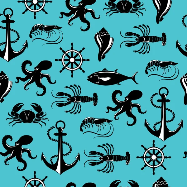 Seamless pattern seafood — Stock Illustration Seamless pattern seafood Stock Vector