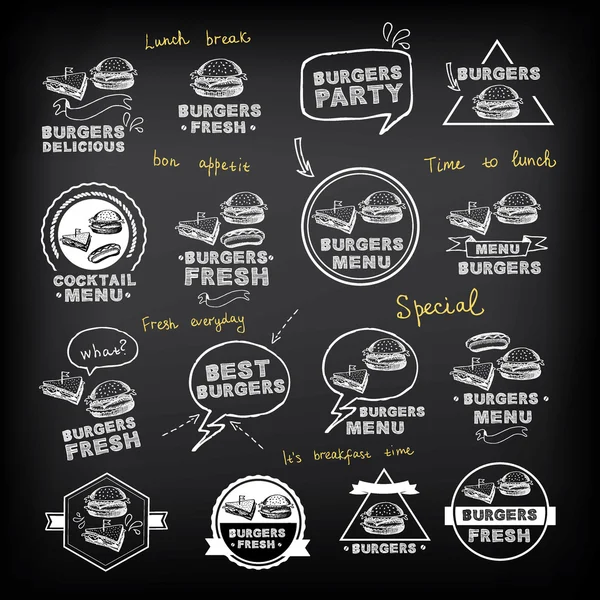 Hamburgers set van pictogrammen menu — Stockvector