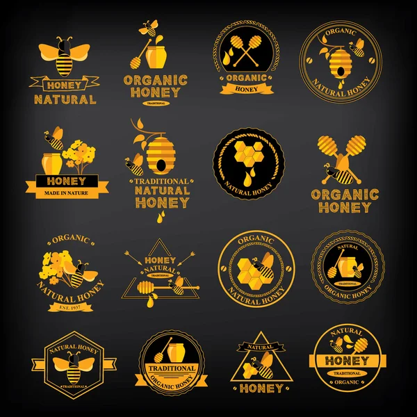 Set de insignias y etiquetas Honey — Archivo Imágenes Vectoriales
