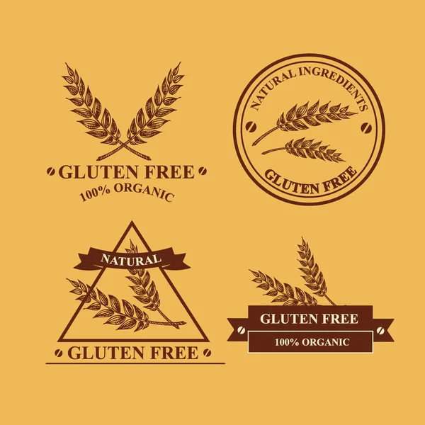 Ücretsiz Gluten ve buğday etiketleri — Stok Vektör