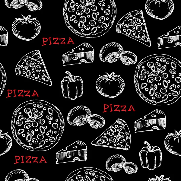 Naadloze pizza patroon. — Stockvector