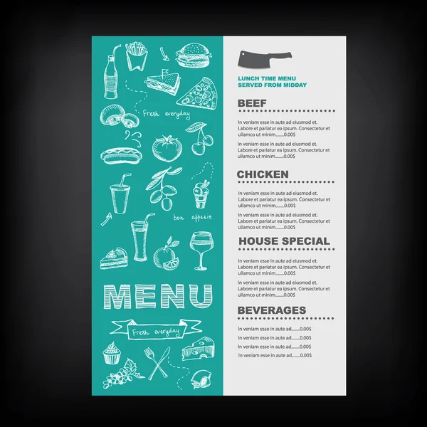 Restaurace café menu, šablony design. — Stockový vektor