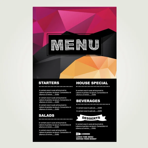 Restaurante menú cafetería, plantilla de diseño — Vector de stock